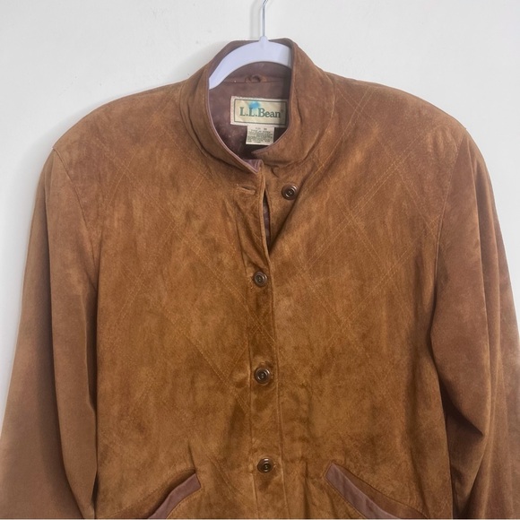 L.L. Bean 90's Vintage Suede Leather Button Front Pocket Barn Coat Size M - Picture 3 of 17